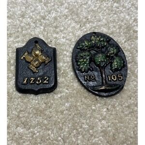 Fire Mark - Miniature Cast Iron Fireman's Insurance Plaques Lot of 2